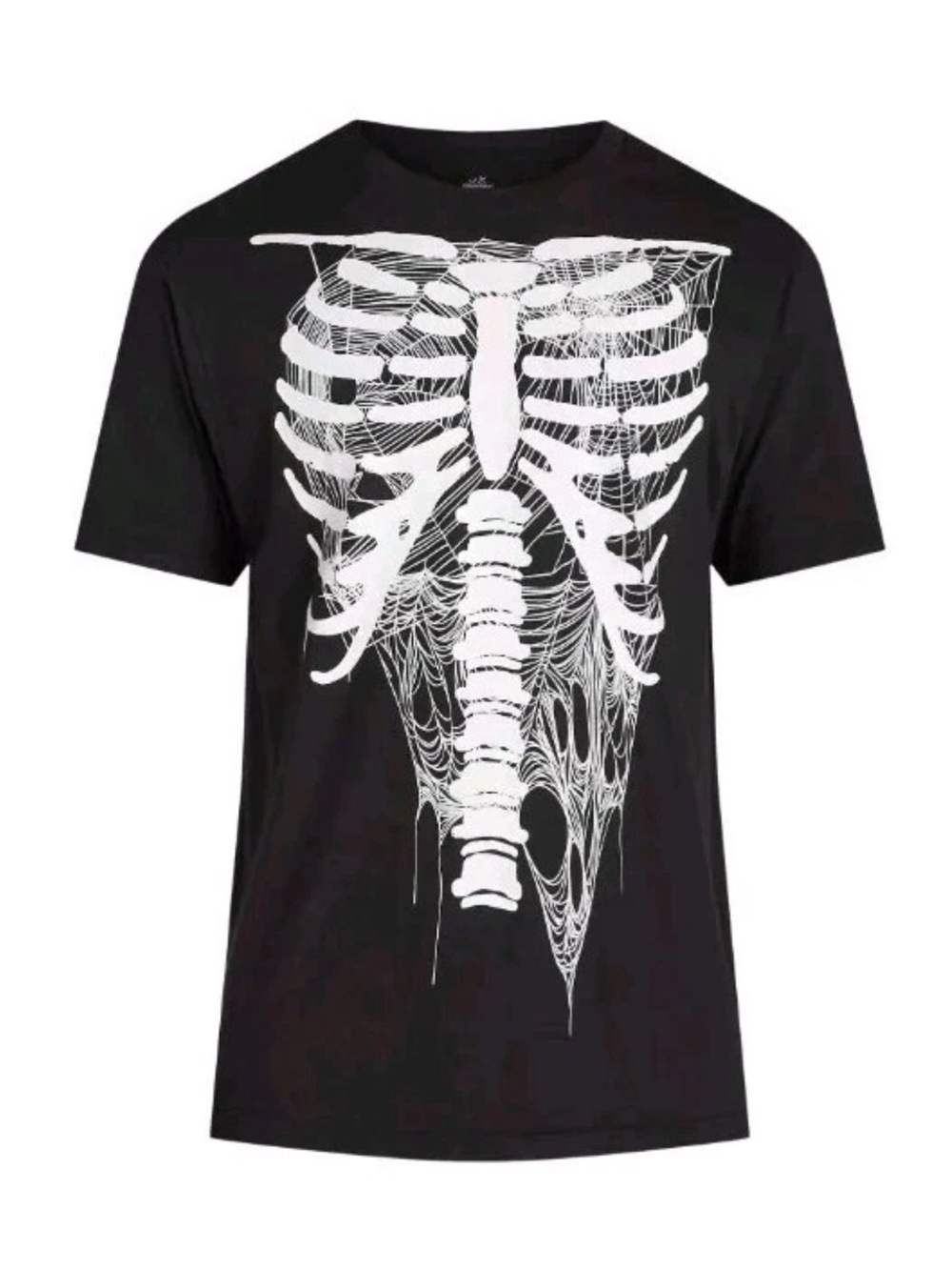 Men's Drippin Ribs Black Halloween Skeleton Short Sleeve Tee Size L (42-44)